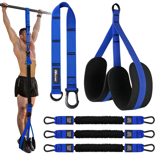 Pull Up Resistance Bands Pull Ups System with Fabric Feet/Knee Rest Adjustable resistance bands for working out for Home Gym Strength Training Pull Up Assist Band